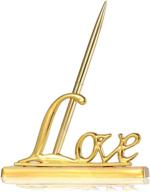 💍 gold plated wedding signing pen with love holder - perfect for wedding, bridal, engagement, and valentine's day favors логотип