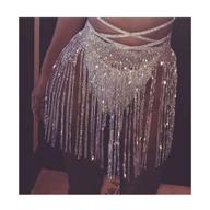 yokawe crystal body chain: stylish silver tassel waist chains for women and girls - perfect for beach parties, club nights, and summer bikini! logo