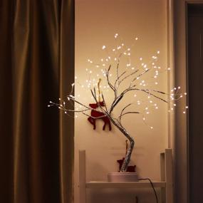 img 2 attached to 🌳 Bonsai Light Tree: LED Shimmery Twig Branch Lights for Holiday Home Decor - Battery & USB Powered with Touch Switch - Pre Lit Table Top Night Light for Living Room (TLWW)