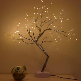 img 4 attached to 🌳 Bonsai Light Tree: LED Shimmery Twig Branch Lights for Holiday Home Decor - Battery & USB Powered with Touch Switch - Pre Lit Table Top Night Light for Living Room (TLWW)