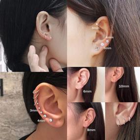 img 3 attached to 👂 FINREZIO 9 Pairs Stainless Steel Ear Cartilage Earring Set for Women: Hoop, Tragus, Helix Piercing with CZ Barbell Stud - Body Piercing Earrings Jewelry