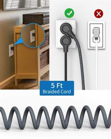 img 2 attached to 🔌 NTONPOWER Braided Power Strip Flat Plug with USB - Compact Desktop Charging Station for Dorm Nightstand Home Office - 3 Outlets & 2 USB Ports - ETL Listed - Wall Mount - Black