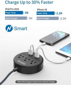 img 3 attached to 🔌 NTONPOWER Braided Power Strip Flat Plug with USB - Compact Desktop Charging Station for Dorm Nightstand Home Office - 3 Outlets & 2 USB Ports - ETL Listed - Wall Mount - Black