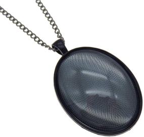 img 1 attached to Enhance Your Jewelry-Making Skills with Julie Wang 10 Sets Oval Bezel Pendant Kit: Includes Glass Cabochon and Chain - Black 40x30mm