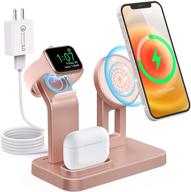 🔌 tinetton 3-in-1 magnetic wireless charger: iphone 13/12/pro max/mini charging stand for airpods iwatch logo