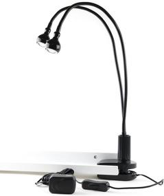 img 4 attached to 🌑 Black Double Head Gooseneck Arms Desk Lamp - Wallniture Lamba LED Lights for Energy Efficiency