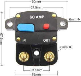 img 1 attached to ZOOKOTO 60A Circuit Breaker Fuse Inverter with Manual Reset for Trolling Motor Auto Car Marine Boat Audio Stereo Overload Protection