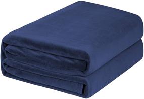 img 2 attached to 🎁 Jinamart Soft Velvet Plush Throw Blanket - Warm Cozy Flannel Fleece for Bed, Sofa, Couch & Living Room - Large 60''x80'' Size - Navy Blue - All Seasons Blanket Gift for Mom, Kids & Girls