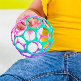 img 2 attached to 🌈 Bright Starts Oball Classic Easy-Grasp Toy - Pink/Purple, Perfect for Newborn+ Stimulation and Play"