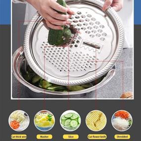 img 2 attached to 🥗 Versatile Stainless Steel Basin Grater Colander Set with Lids: Perfect for Salad Mixing, Cheese Cutting, and Food Washing