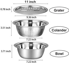 img 3 attached to 🥗 Versatile Stainless Steel Basin Grater Colander Set with Lids: Perfect for Salad Mixing, Cheese Cutting, and Food Washing