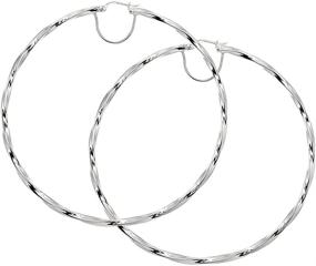 img 1 attached to 💎 Sophisticated Sterling Silver Twist Round Large Hoop Earrings: Perfect for Women and Girls (2x50mm - 70mm Diameter)