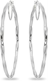 img 2 attached to 💎 Sophisticated Sterling Silver Twist Round Large Hoop Earrings: Perfect for Women and Girls (2x50mm - 70mm Diameter)