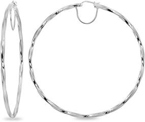 img 4 attached to 💎 Sophisticated Sterling Silver Twist Round Large Hoop Earrings: Perfect for Women and Girls (2x50mm - 70mm Diameter)