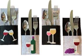 img 4 attached to 🍷 Wine Tasting Party Silverware Holders - 8 Pack of Colorful Felt with Wine-themed Images. Perfect for Entertaining or Gifting!