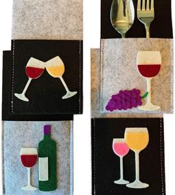 img 2 attached to 🍷 Wine Tasting Party Silverware Holders - 8 Pack of Colorful Felt with Wine-themed Images. Perfect for Entertaining or Gifting!