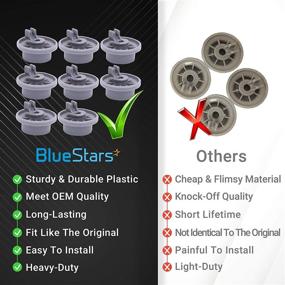 img 3 attached to 💙 Blue Stars Ultra Durable Dishwasher Lower Rack Wheel Replacement (Pack of 8) - Exact Fit for Bosch & Kenmore Dishwashers - Easy to Install - Replaces 420198 AP2802428 PS3439123