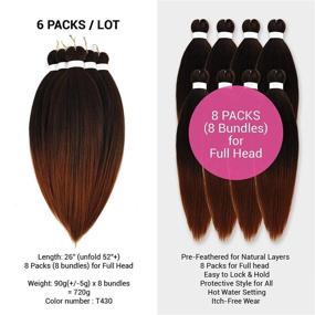 img 2 attached to 🧶 26 Inch Pre-Stretched Braiding Hair 8 Packs - AU-THEN-TIC Soft Yaki Crochet Braid Extensions (T4/30)