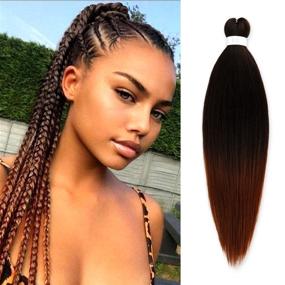 img 4 attached to 🧶 26 Inch Pre-Stretched Braiding Hair 8 Packs - AU-THEN-TIC Soft Yaki Crochet Braid Extensions (T4/30)