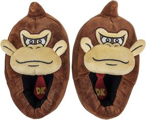 img 4 attached to 🦍 Donkey Kong Nintendo Boys Slipper: Full Body Design with Sturdy Stipple Outsole, Brown, Toddler Size 10-11 to Kids Size 3-4