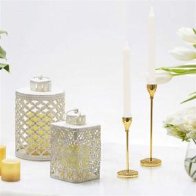 img 3 attached to Brass Candlestick Holder Set of 2 for Wedding & Dining Table Centerpieces – Decorative Metal Candelabra for 3/4 inch Thick Candles & LED Candles, 6'' & 8''