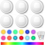 🔦 wireless led push lights with remote control, 13 color rgb - ideal for closet, bedroom wall, kitchen cabinet - battery powered puck light by semsmoks. convenient 3m stick on, big size 6 pack логотип