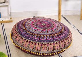 img 1 attached to 🧘 Stylish and Spacious 32" Maroon Hippie Mandala Elephant Floor Pillow Cover - Bohemian Yoga Decor Cushion Case for Comfort and Vibrant Décor