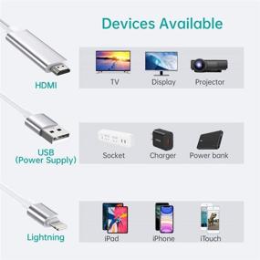 img 2 attached to 📱 Кабель-адаптер Lightning к HDMI сертифицированный Apple MFi - совместим с iPhone iPad, цифровой AV адаптер 1080P для телевизора, проектора, монитора - 5,9 футов, серебристый.