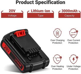 img 3 attached to 🔋 LBXR20 20V 3000mAh Replacement Battery for Black and Decker Cordless Tools - Compatible with LB20, LBX20, LST220 & More!