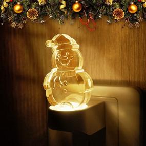 img 2 attached to Рождественские украшения Snowman Night Light Plug-In - светодиодные настенные ночники, меняющие цвет