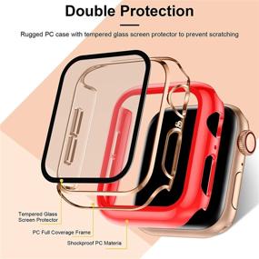 img 1 attached to Чехол Charlam: Совместимый чехол Apple Watch 40 мм для SE, Series 6/5/4 - Защитное стекло для женщин и мужчин - розовое золото и черный/красный бампер