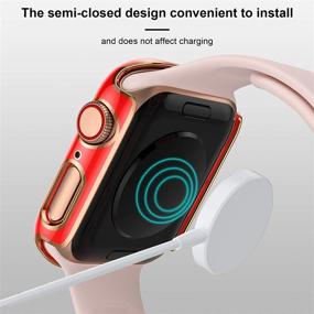 img 2 attached to Чехол Charlam: Совместимый чехол Apple Watch 40 мм для SE, Series 6/5/4 - Защитное стекло для женщин и мужчин - розовое золото и черный/красный бампер