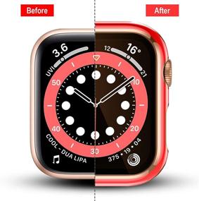 img 3 attached to Чехол Charlam: Совместимый чехол Apple Watch 40 мм для SE, Series 6/5/4 - Защитное стекло для женщин и мужчин - розовое золото и черный/красный бампер