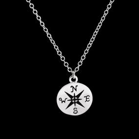 img 1 attached to Sterling Engraved Compass Encouraging Necklace