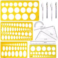🎨 keadic 10 pieces plastic circle and oval templates with measuring rulers, mechanical pencils, and spare lead - perfect for office, class, or personal painting projects logo