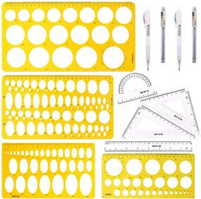 img 4 attached to 🎨 Keadic 10 Pieces Plastic Circle and Oval Templates with Measuring Rulers, Mechanical Pencils, and Spare Lead - Perfect for Office, Class, or Personal Painting Projects