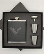 🍾 jettaex stainless steel 7 oz gift set: leak-proof flask for liquor/alcohol - bonus shot glass, funnel, and gift box - suitable for men and women (black) logo