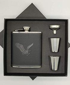 img 2 attached to 🍾 Jettaex Stainless Steel 7 oz Gift Set: Leak-Proof Flask for Liquor/Alcohol - Bonus Shot Glass, Funnel, and Gift Box - Suitable for Men and Women (Black)