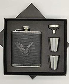 img 1 attached to 🍾 Jettaex Stainless Steel 7 oz Gift Set: Leak-Proof Flask for Liquor/Alcohol - Bonus Shot Glass, Funnel, and Gift Box - Suitable for Men and Women (Black)