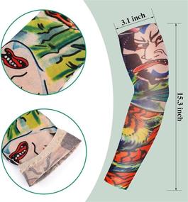 img 2 attached to 🌸 Set of 12 Fake Tattoo Sleeves – Elastic Sunscreen Arm Sleeves with Soft Flower Design Ideal for Cycling Gloves