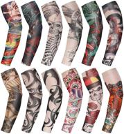🌸 set of 12 fake tattoo sleeves – elastic sunscreen arm sleeves with soft flower design ideal for cycling gloves logo