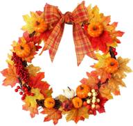 🍂 hakacc 15 inch diy fall wreath - autumn wreath supplies with grapevine, pumpkin, maple leaves, and artificial berries for autumn, halloween, and thanksgiving day логотип