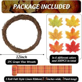 img 2 attached to 🍂 HAKACC 15 inch DIY Fall Wreath - Autumn Wreath Supplies with Grapevine, Pumpkin, Maple Leaves, and Artificial Berries for Autumn, Halloween, and Thanksgiving Day