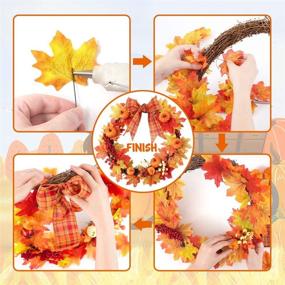 img 1 attached to 🍂 HAKACC 15 inch DIY Fall Wreath - Autumn Wreath Supplies with Grapevine, Pumpkin, Maple Leaves, and Artificial Berries for Autumn, Halloween, and Thanksgiving Day