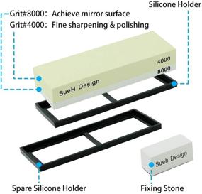 img 3 attached to Набор для заточки SueH Design 2-в-1 с точильным камнем 4000/8000 - Заточка для ножей кухонных, ножниц, карманных ножей и топоров - в комплекте плоский камень и руководство