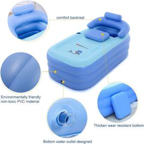 img 1 attached to EoSaga Portable Inflatable Bath Tub with Air Pump - Lightweight and Environmentally Friendly PVC Bathtub for Adults - Convenient Bathroom SPA - Light Blue