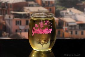 img 2 attached to 🎁 Godparent Gifts Set: Godfather Pint Glass featuring Original Black Movie Logo and Pink Godmother Stemless Wine Glass. Officially Licensed Collectible Gift from Godchild - 16 and 15 Ounces by Movies On Glass