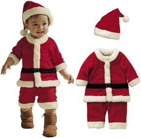 img 4 attached to 🎅 Plush Velvet Christmas Costume Onesies: Festive Attire for the Holidays