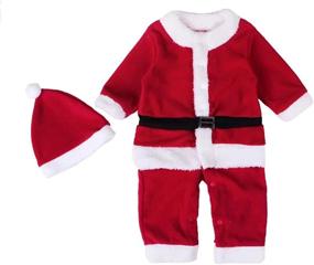 img 2 attached to 🎅 Plush Velvet Christmas Costume Onesies: Festive Attire for the Holidays