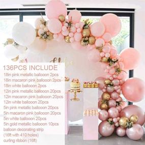 img 3 attached to Macaroon Pink Balloon Garland Arch Kit-138Pcs, Thicken Latex Balloon for Various Celebrations and Events: Birthday, Baby Shower, Wedding, Engagement, Graduation, Picnic, Party Decorations